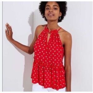 Loft red halter top flutter blouse size XS